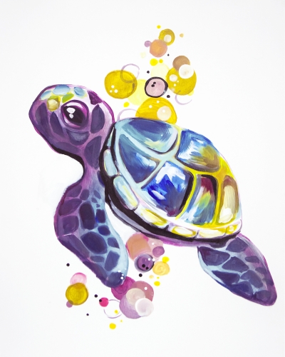 A Bubbles The Turtle Rainbow Friend paint nite project by Yaymaker