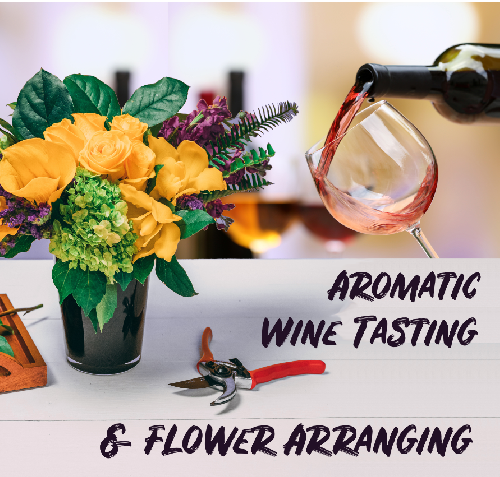 A Spring Flower Arranging and Aromatic Wine Tasting flower workshop project by Yaymaker