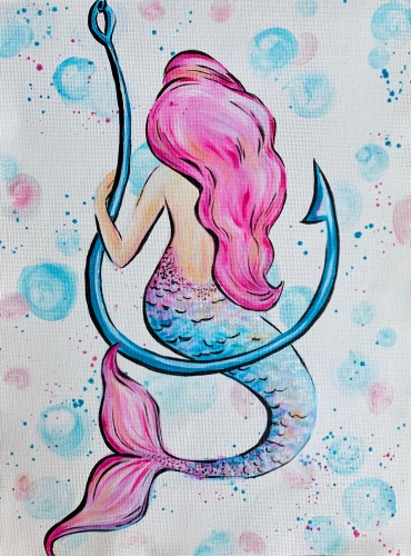 A Pink and Blue Mermaid paint nite project by Yaymaker