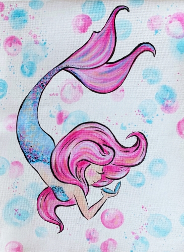 A Pink and Blue Mermaid II paint nite project by Yaymaker