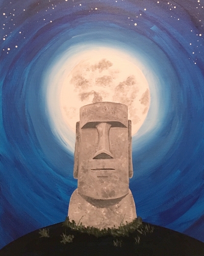 A Moonlit Moai paint nite project by Yaymaker