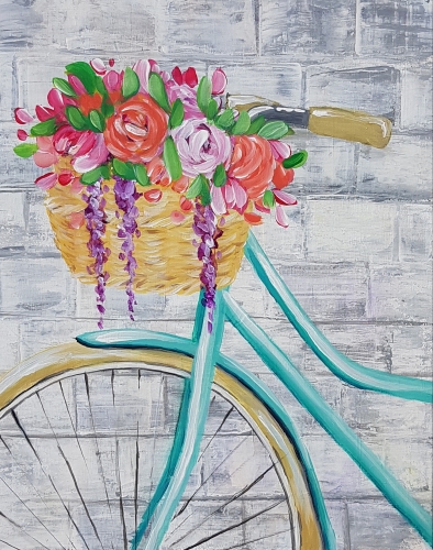 A Bicycle Blossoms paint nite project by Yaymaker