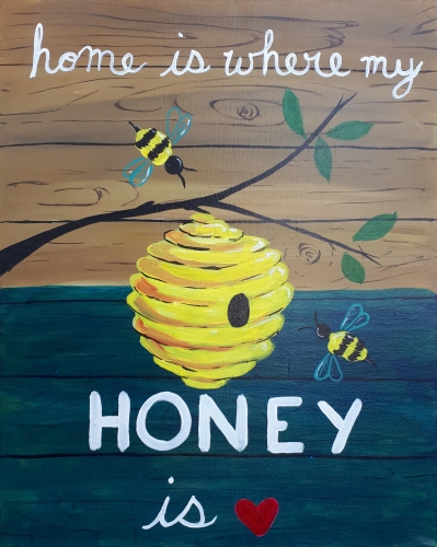 A Home is Where my Honey is paint nite project by Yaymaker