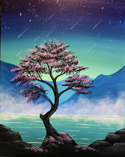 A Misty Mountain Midnight paint nite project by Yaymaker