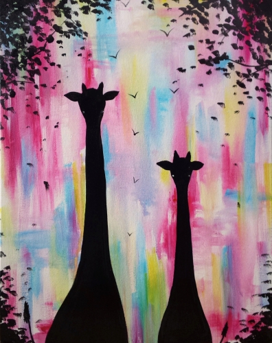 A Giraffe Friends paint nite project by Yaymaker