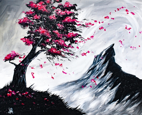 A Pink Blossom Mountain paint nite project by Yaymaker