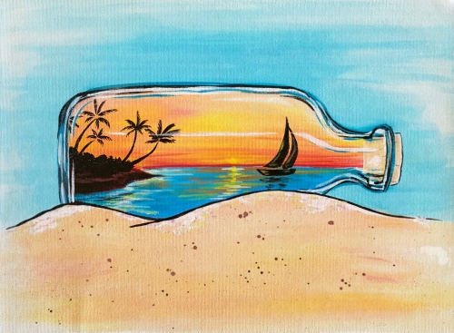 A Sunset in a Bottle paint nite project by Yaymaker