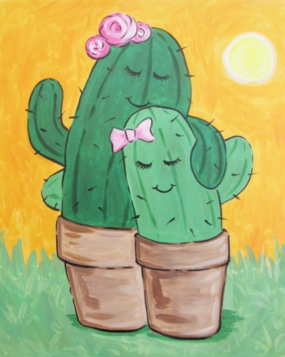 A Mother and Daughter Cactus paint nite project by Yaymaker