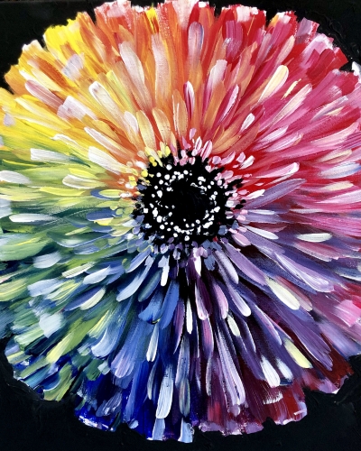 A Rainbow Zinnia paint nite project by Yaymaker
