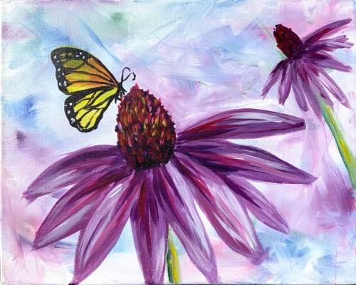 A Butterfly and Flower paint nite project by Yaymaker
