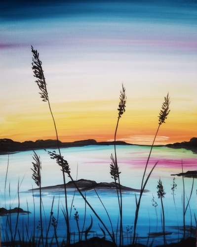A Summer Sunset on the Lake paint nite project by Yaymaker