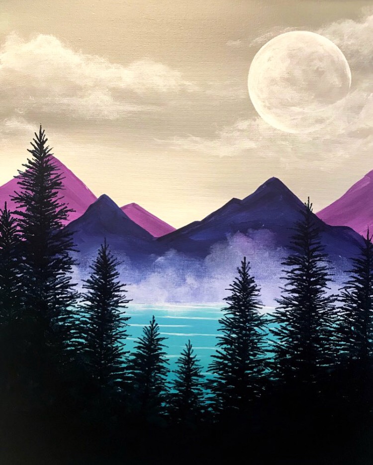 A Misty Mountain Woodlands paint nite project by Yaymaker
