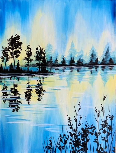 A Blue Lake Silhouette paint nite project by Yaymaker