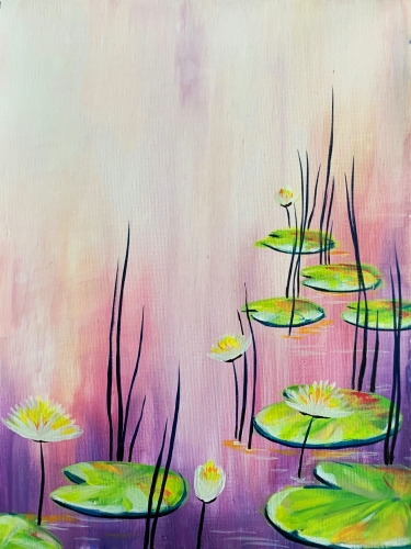 A Purple Pond Lily Pads paint nite project by Yaymaker