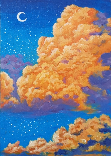 A Peach Clouds paint nite project by Yaymaker