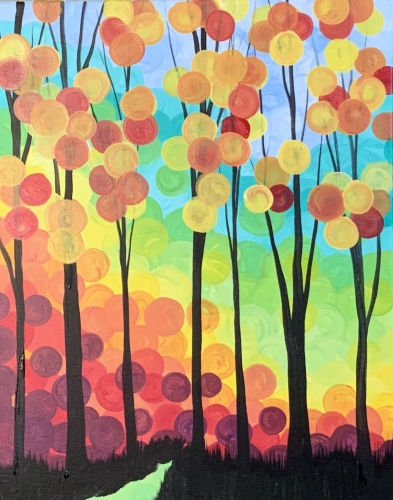 A Fall Tree Circles paint nite project by Yaymaker