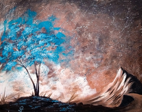 A Cool Teal Tree paint nite project by Yaymaker