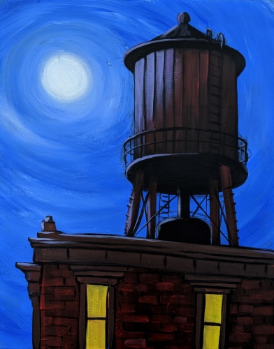 A Full Moon Water Tower paint nite project by Yaymaker