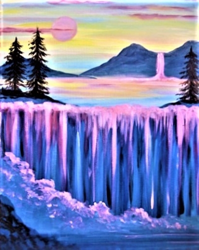 A Dreaming of Waterfalls paint nite project by Yaymaker