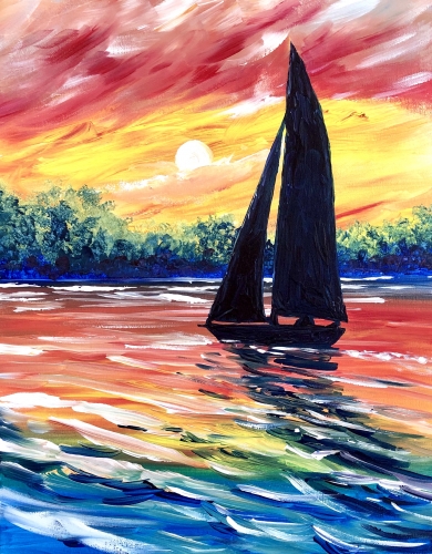A Sailing on a Rainbow paint nite project by Yaymaker