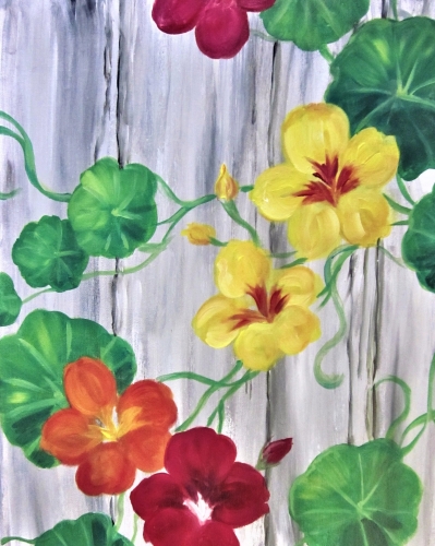 A Barnyard Nasturtiums paint nite project by Yaymaker