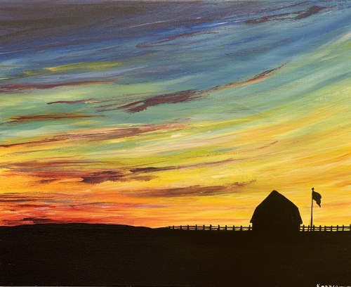 A Sunrise on the Farm paint nite project by Yaymaker