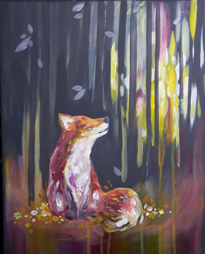 A Rainbow Meadow Fox paint nite project by Yaymaker