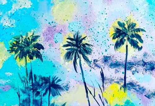 A Turquoise Palms paint nite project by Yaymaker