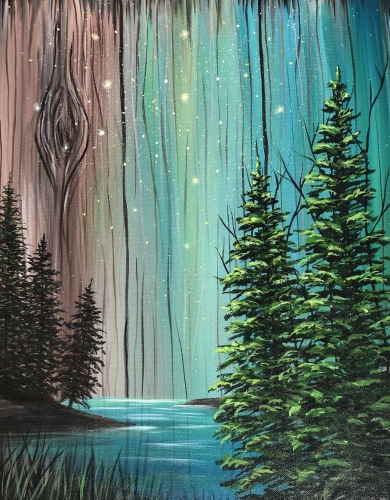 A Rustic Forest Glow paint nite project by Yaymaker