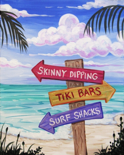 A Beach Signs paint nite project by Yaymaker
