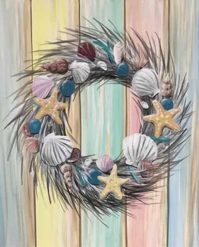 A Seashore Treasures Wreath paint nite project by Yaymaker