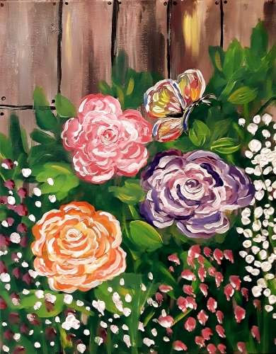 A Raging Rose Garden paint nite project by Yaymaker