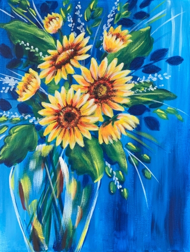 A Sunflower Bouquet paint nite project by Yaymaker