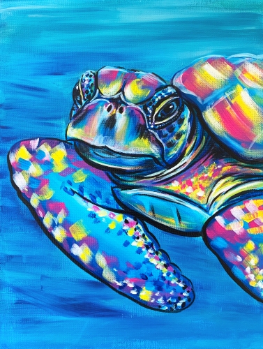 A Colorful Sea Turtle paint nite project by Yaymaker