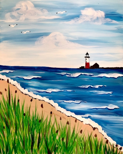 A Long Island Lighthouse paint nite project by Yaymaker