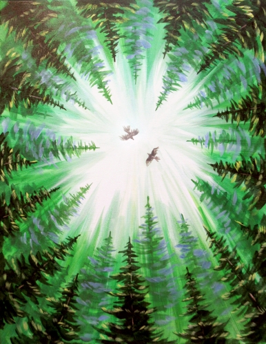 A Over the Evergreens paint nite project by Yaymaker