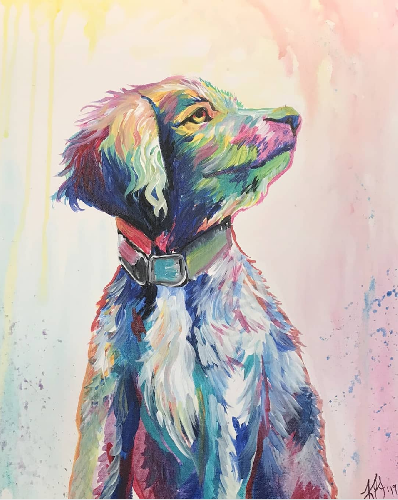 A Colorful Paint Your Pet paint nite project by Yaymaker