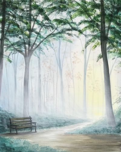 A Misty Woods Respite paint nite project by Yaymaker