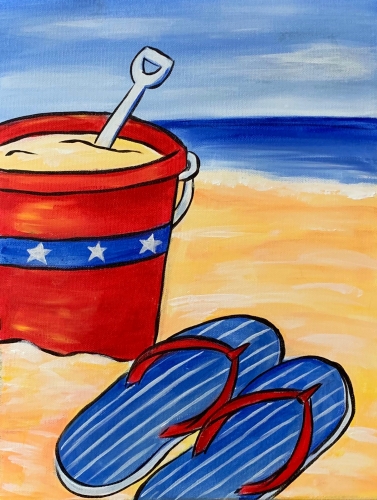 A Beach Bucket and Sandals paint nite project by Yaymaker
