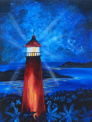 A Midnight Lighthouse paint nite project by Yaymaker