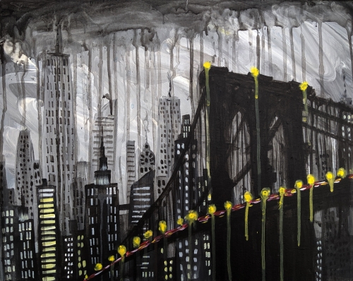 A Gotham City Rainy Day paint nite project by Yaymaker