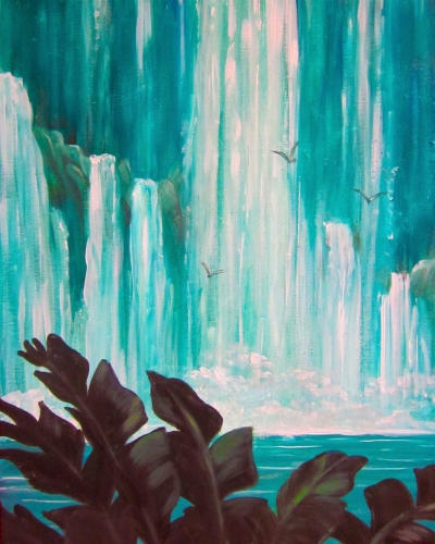 A Island Waterfalls paint nite project by Yaymaker