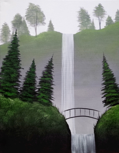 A Bridge Over Misty Falls paint nite project by Yaymaker
