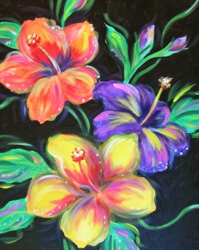 A Luminous Hibiscus paint nite project by Yaymaker