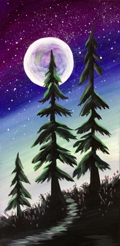 A Coastal Moonlight  10x20 Canvas paint nite project by Yaymaker