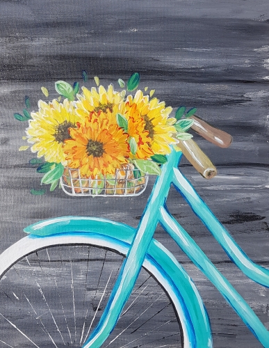 A Fall Bicycle Blossoms paint nite project by Yaymaker