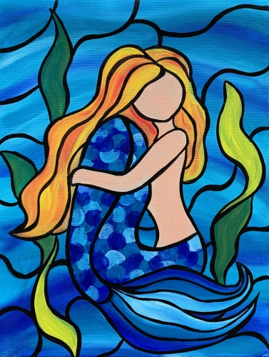 A Mosaic Mermaid paint nite project by Yaymaker
