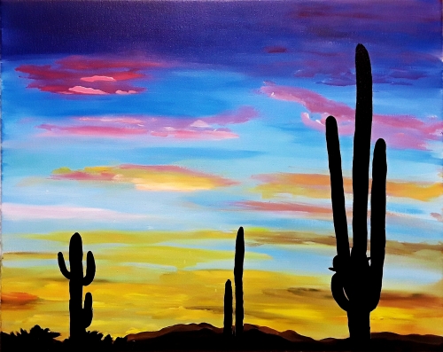 A Desert Bloom Sunset paint nite project by Yaymaker