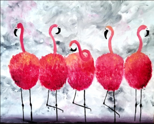 A Four the Flamingos paint nite project by Yaymaker