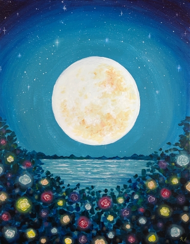 A Moonlit Prismatic Roses paint nite project by Yaymaker